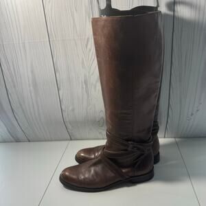 Y2K Vintage Cole Haan Tall Brown Leather Buckle Harness Riding Boot Size 7.5